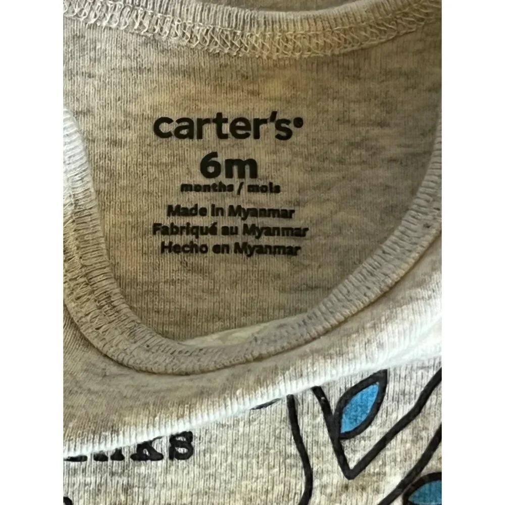 Carter’s 6 months Animals 3 piece set 1 Sleeper 2 Body Suits